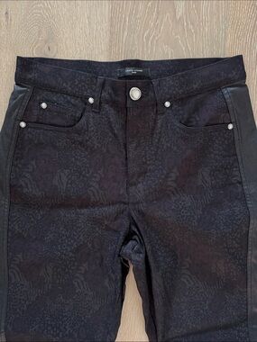 Simon Chang Black Jacquard Moto-Panel Jeans